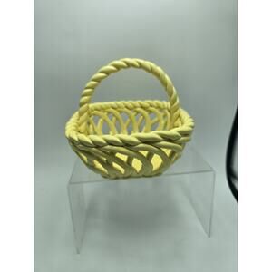 Woven Ceramic Yellow Easter Basket Flower Planter